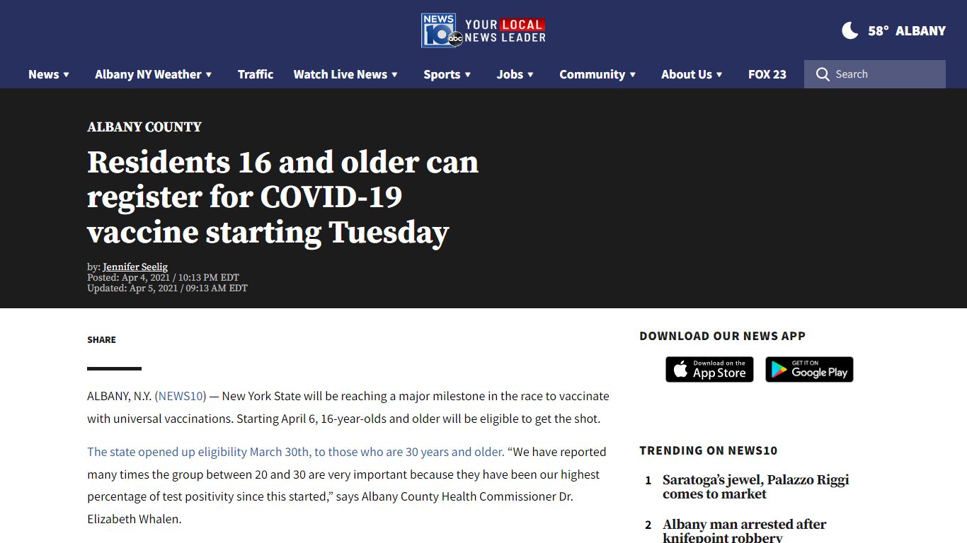 Residents 16 and older can register for COVID-19 vaccine starting Tuesday
